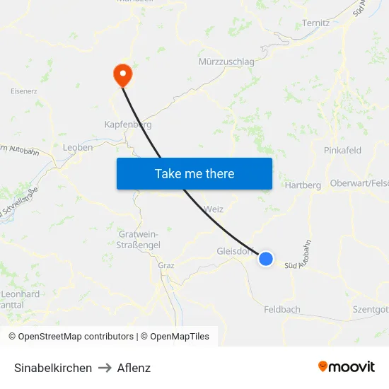 Sinabelkirchen to Aflenz map