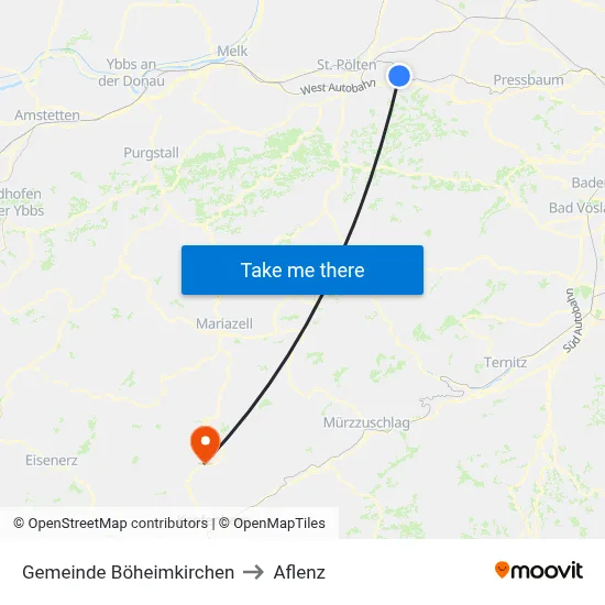 Gemeinde Böheimkirchen to Aflenz map