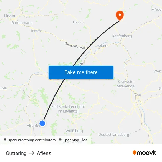 Guttaring to Aflenz map