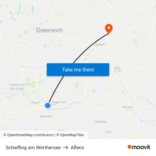 Schiefling am Wörthersee to Aflenz map