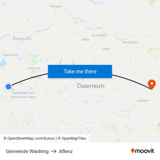 Gemeinde Waidring to Aflenz map