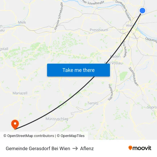 Gemeinde Gerasdorf Bei Wien to Aflenz map
