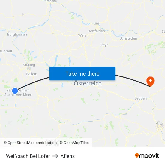 Weißbach Bei Lofer to Aflenz map