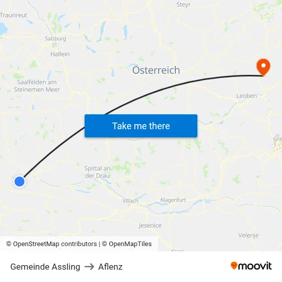 Gemeinde Assling to Aflenz map