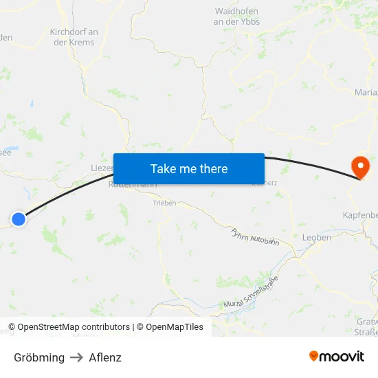 Gröbming to Aflenz map