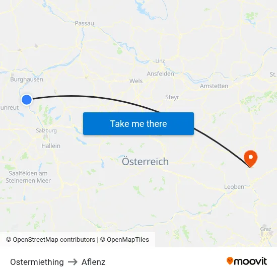 Ostermiething to Aflenz map