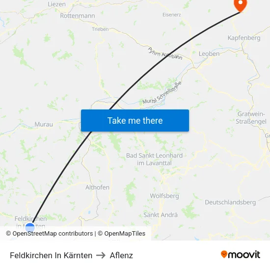 Feldkirchen In Kärnten to Aflenz map