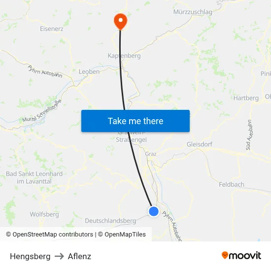 Hengsberg to Aflenz map