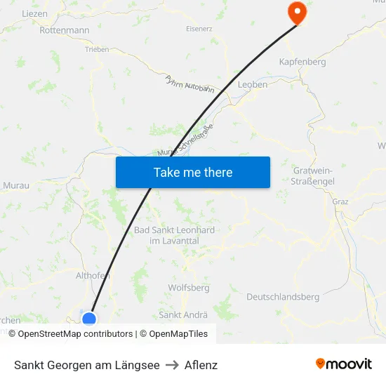 Sankt Georgen am Längsee to Aflenz map