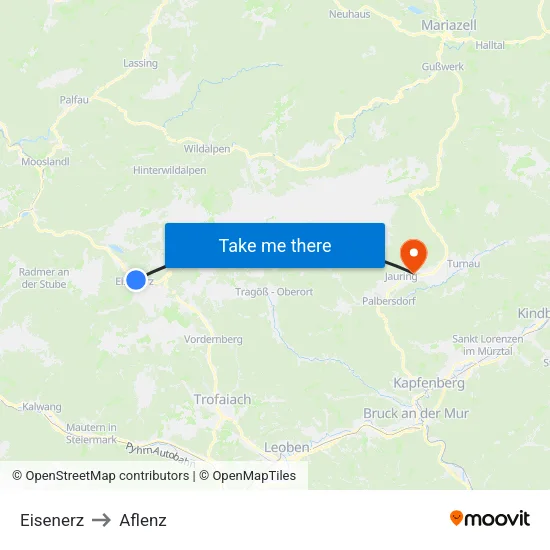 Eisenerz to Aflenz map