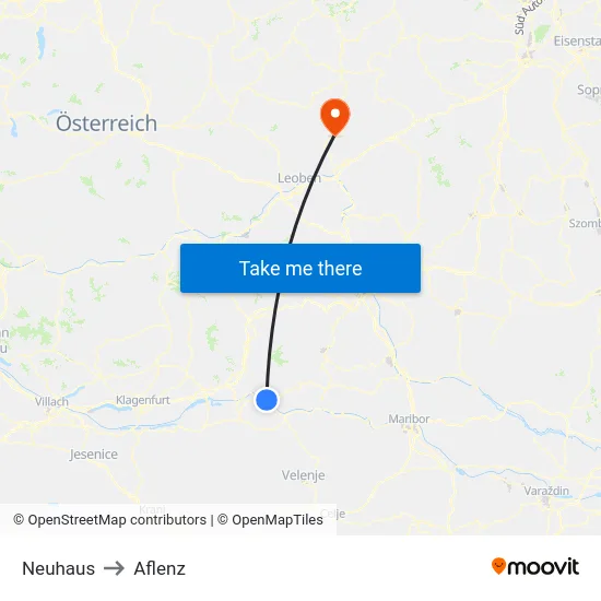 Neuhaus to Aflenz map