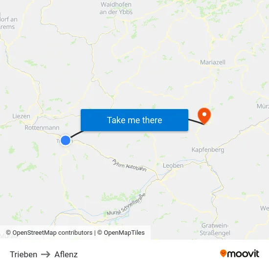Trieben to Aflenz map