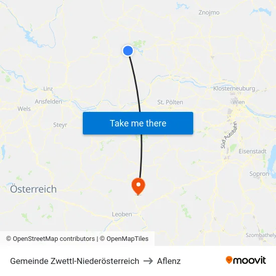 Gemeinde Zwettl-Niederösterreich to Aflenz map