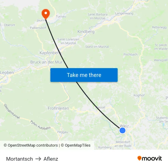 Mortantsch to Aflenz map