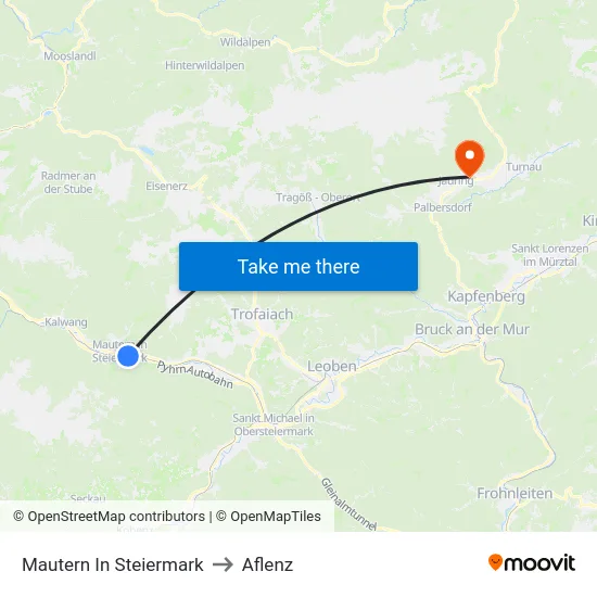 Mautern In Steiermark to Aflenz map