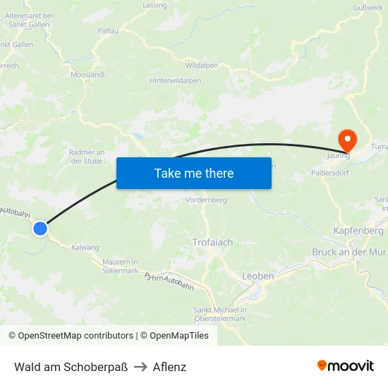 Wald am Schoberpaß to Aflenz map