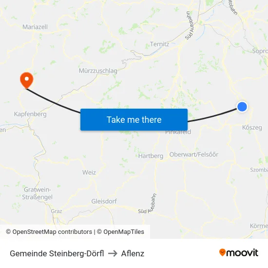 Gemeinde Steinberg-Dörfl to Aflenz map