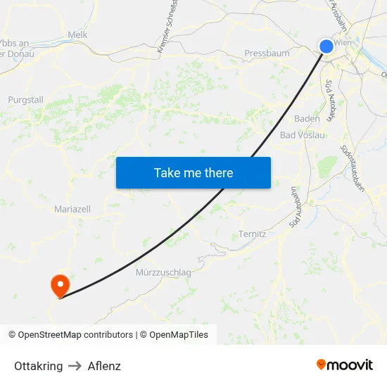 Ottakring to Aflenz map