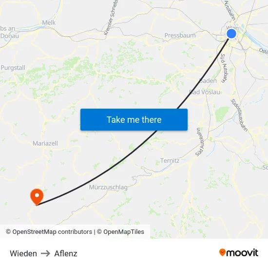 Wieden to Aflenz map
