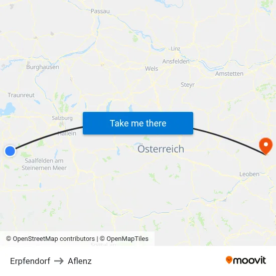 Erpfendorf to Aflenz map
