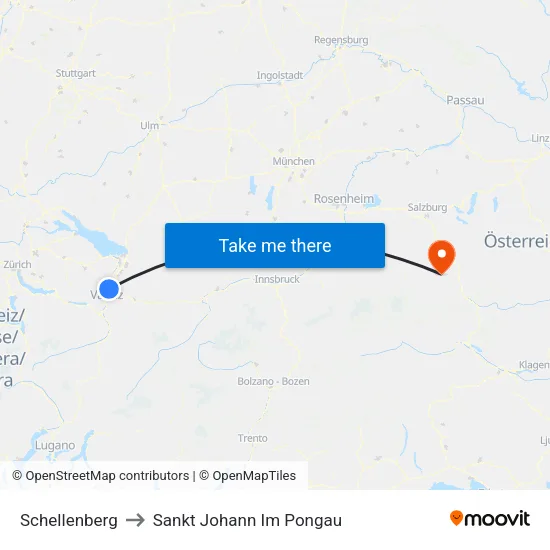 Schellenberg to Sankt Johann Im Pongau map