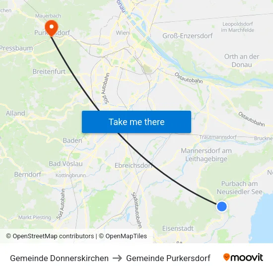 Gemeinde Donnerskirchen to Gemeinde Purkersdorf map