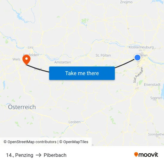 14., Penzing to Piberbach map