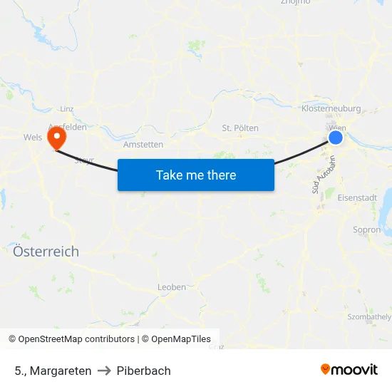 5., Margareten to Piberbach map