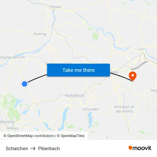 Schalchen to Piberbach map
