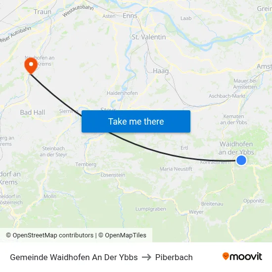 Gemeinde Waidhofen An Der Ybbs to Piberbach map