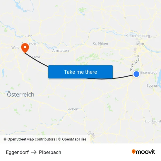 Eggendorf to Piberbach map