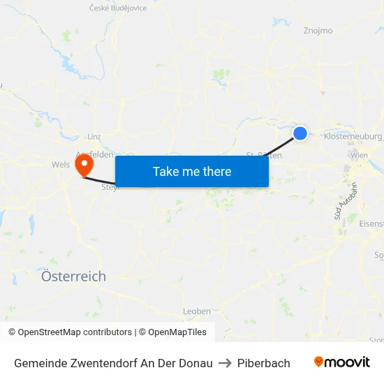 Gemeinde Zwentendorf An Der Donau to Piberbach map