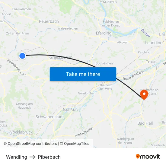 Wendling to Piberbach map