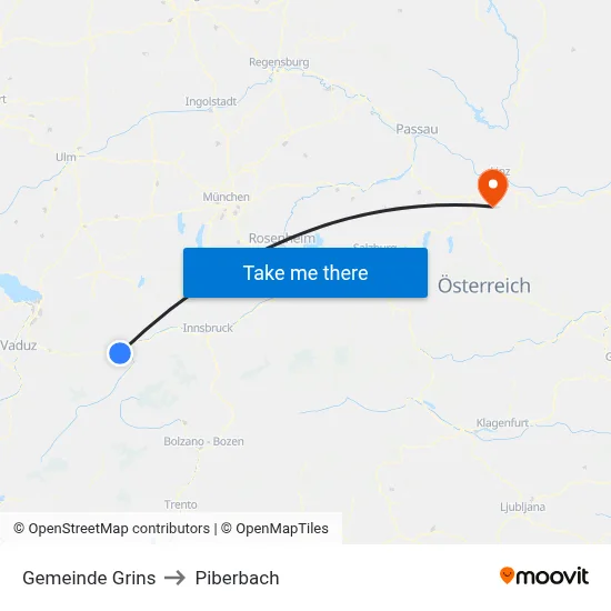 Gemeinde Grins to Piberbach map