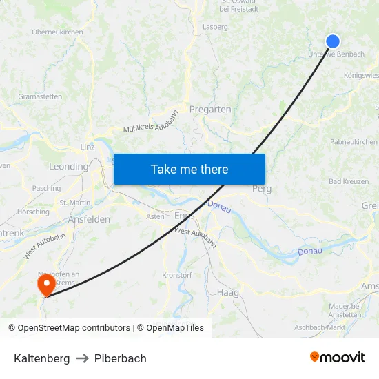 Kaltenberg to Piberbach map