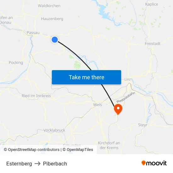 Esternberg to Piberbach map