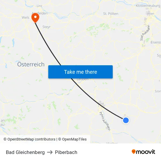 Bad Gleichenberg to Piberbach map