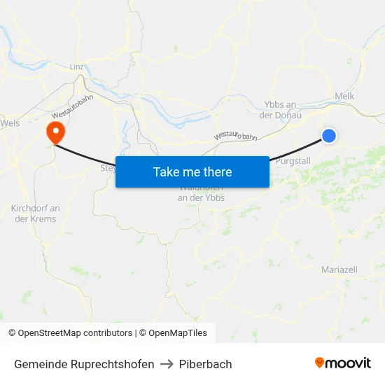 Gemeinde Ruprechtshofen to Piberbach map