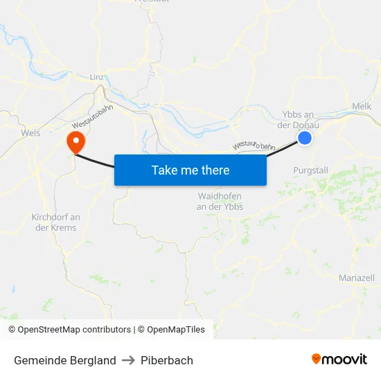 Gemeinde Bergland to Piberbach map