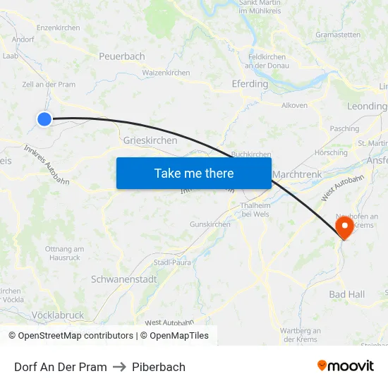 Dorf An Der Pram to Piberbach map