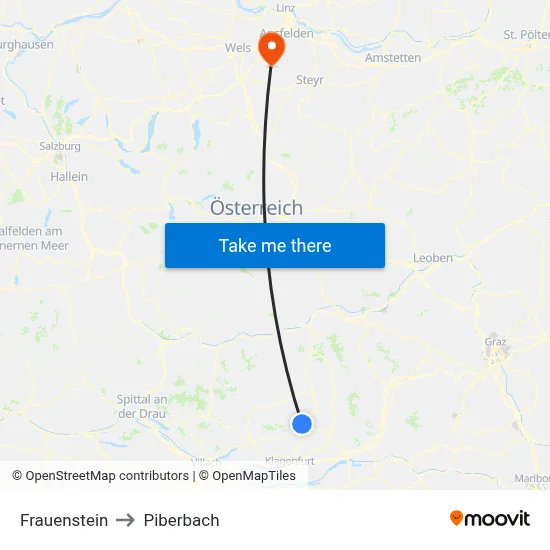 Frauenstein to Piberbach map
