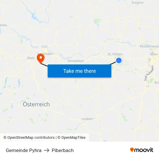 Gemeinde Pyhra to Piberbach map