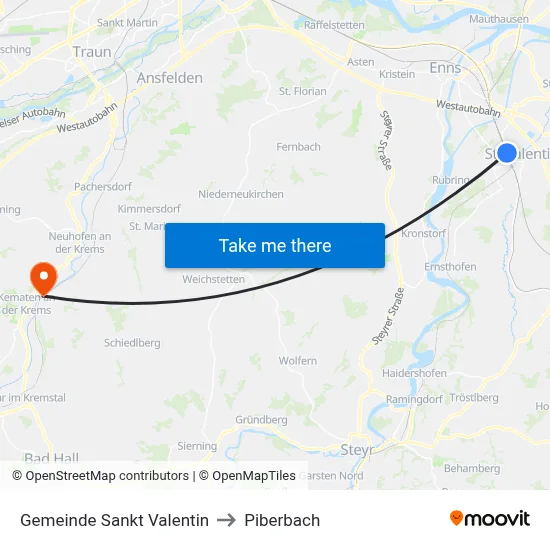 Gemeinde Sankt Valentin to Piberbach map