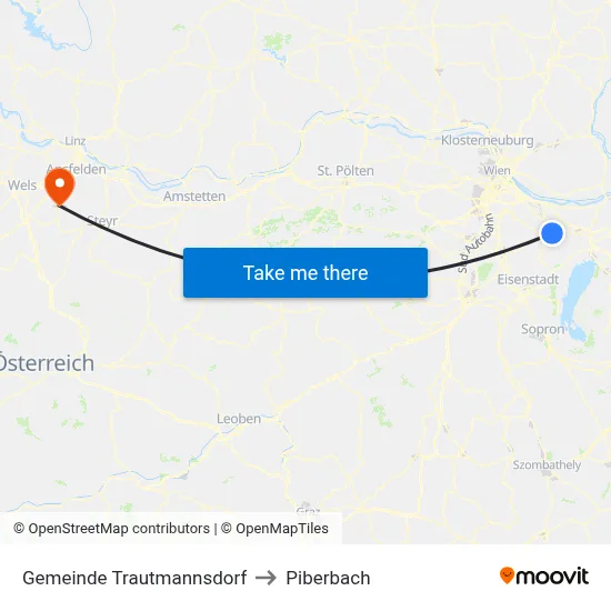 Gemeinde Trautmannsdorf to Piberbach map