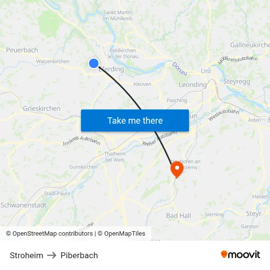 Stroheim to Piberbach map