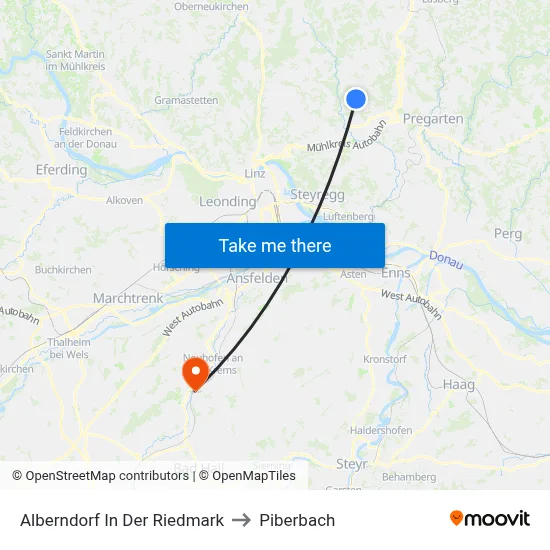 Alberndorf In Der Riedmark to Piberbach map