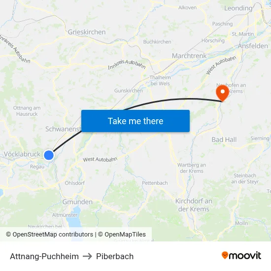 Attnang-Puchheim to Piberbach map