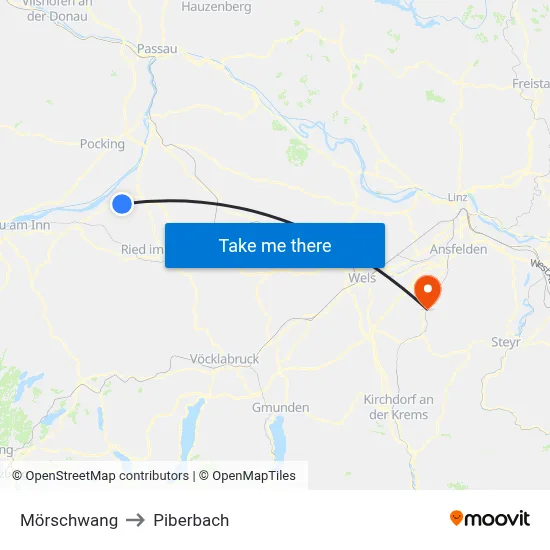 Mörschwang to Piberbach map
