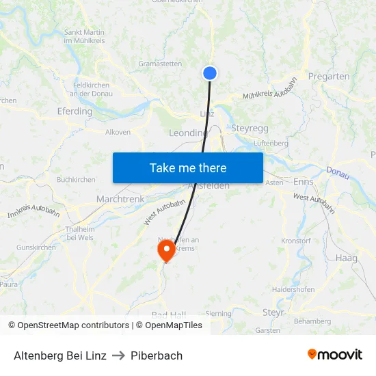 Altenberg Bei Linz to Piberbach map