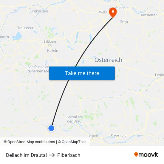Dellach Im Drautal to Piberbach map